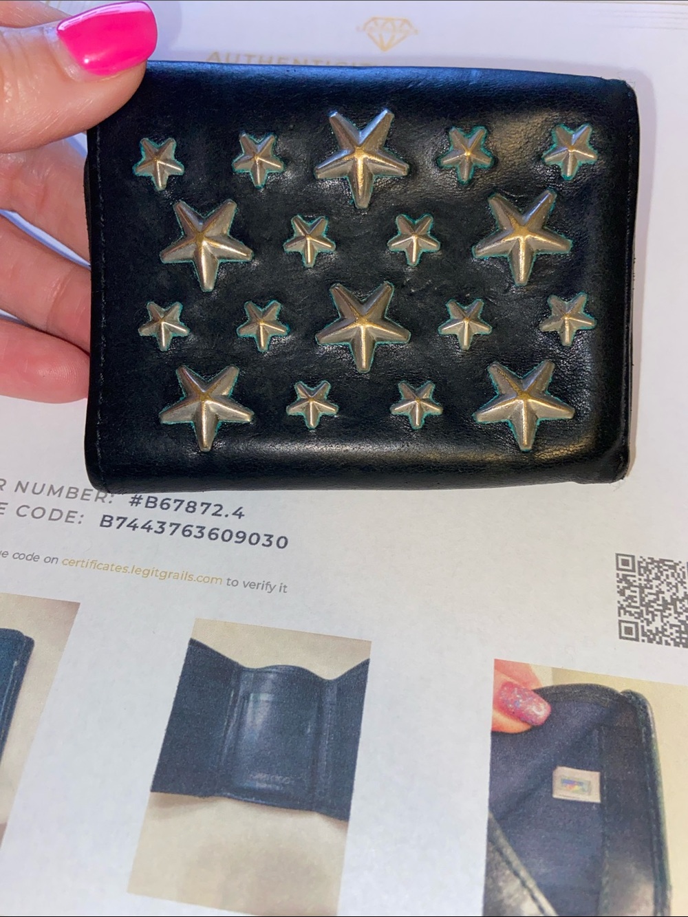 Jimmy Choo Black Leather Star-Embellished Small Wallet - Picture 5 of 7